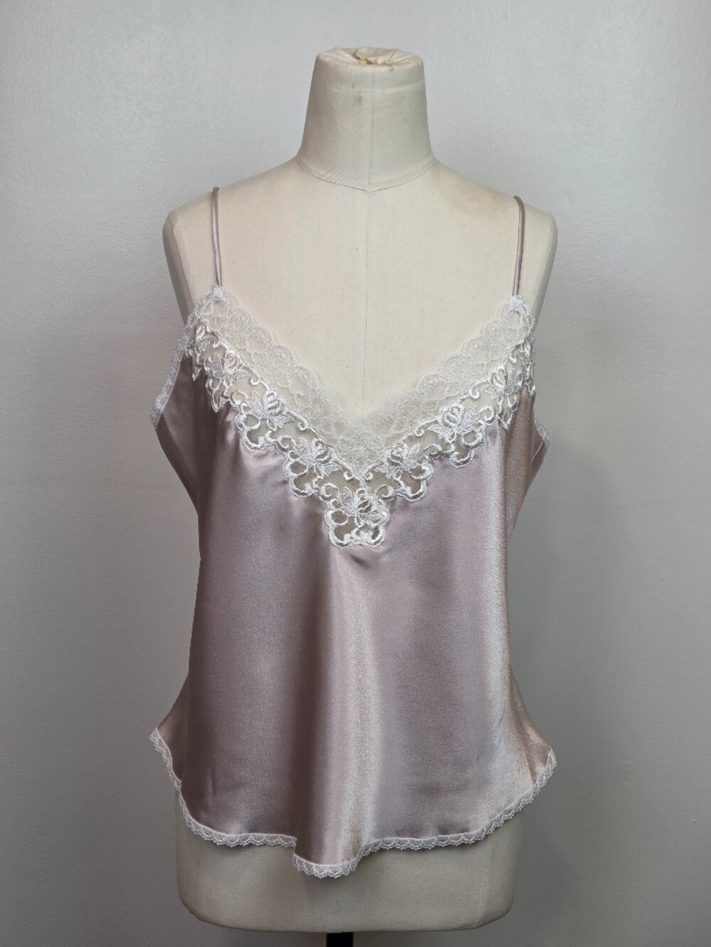 Vintage Dark Beige Floral Lace Trim Christian Dior Camisole | Sz L | Lingerie